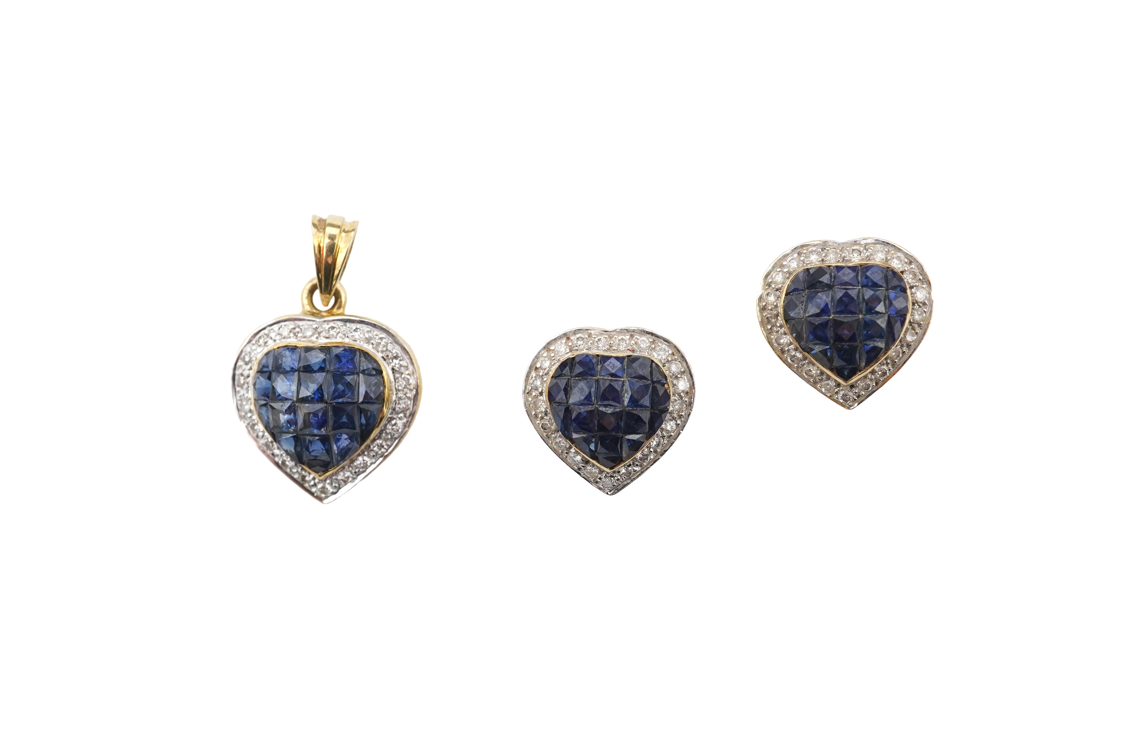 A sapphire and diamond demi-parure